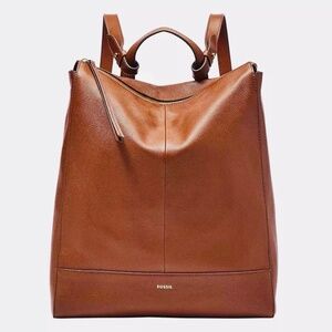 Brand New WT Elina Fossil Leather Convertible Backpack Brown Medium